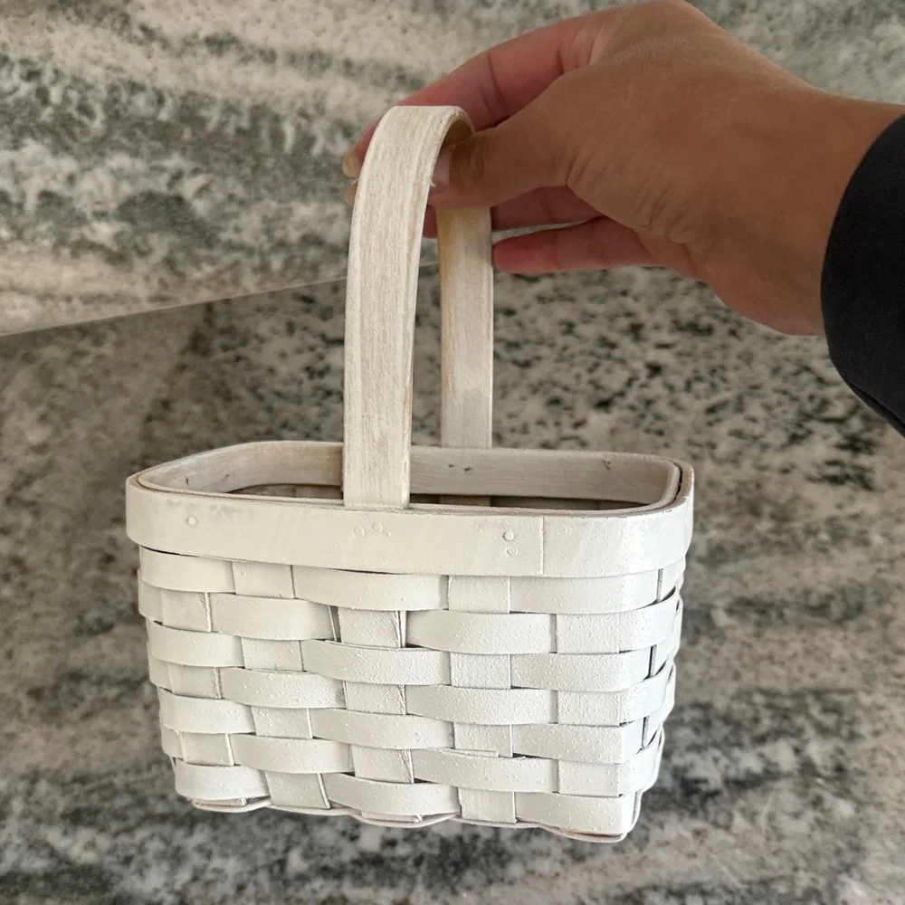 White Woven Decorative Basket with Bow